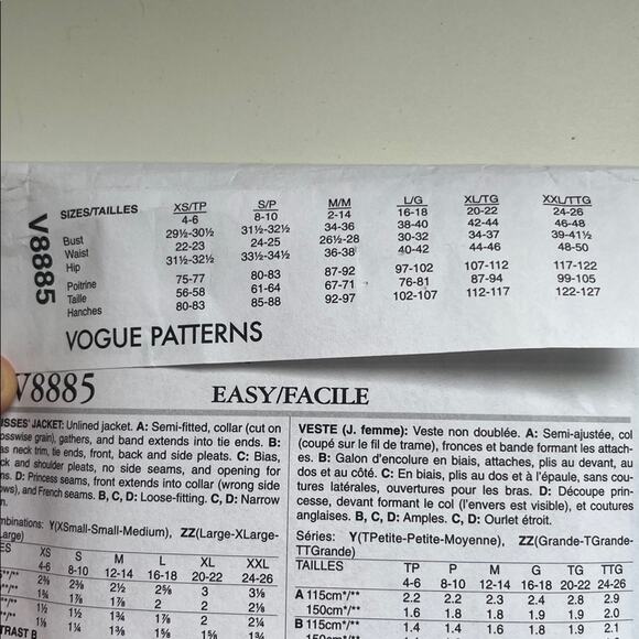 Uncut Vogue Sewing Pattern Accessories V8885 shrugs - Picture 4 of 6